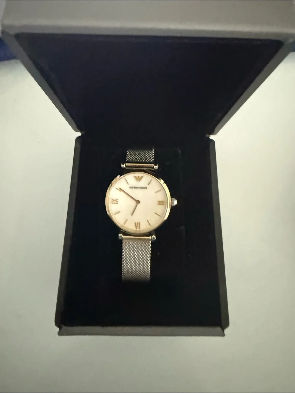 Emporio Armani Silver-Tone Mesh Bracelet Women's Watch